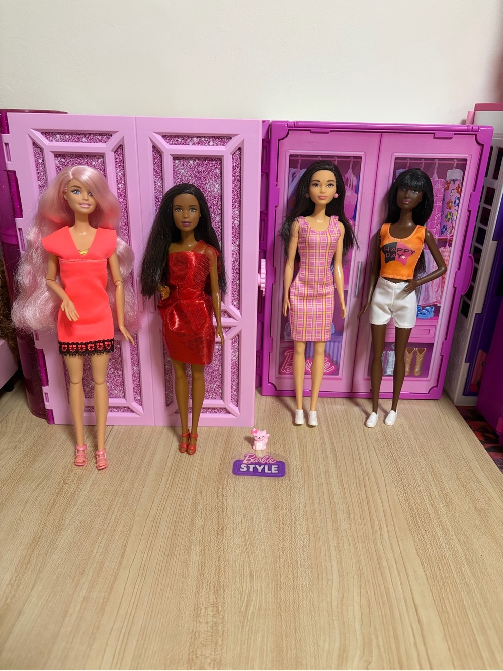 Barbie Pink Plaid Mini Dress with Purple Accents